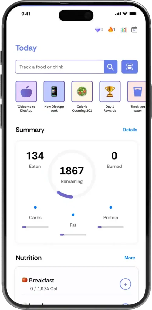 Diet App screen